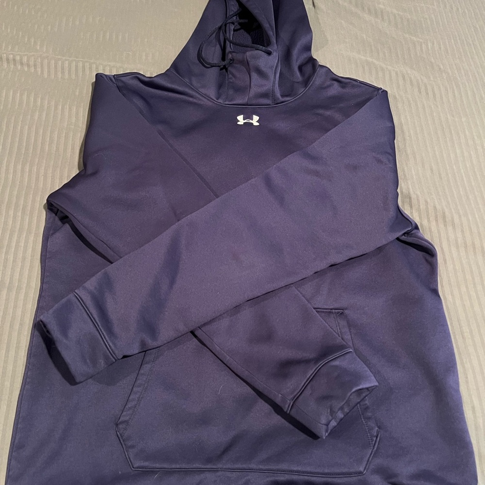 Under Armour Dark Navy Pullover Hoodie with White Logo